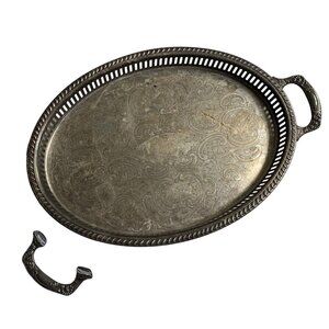 Kirk's  Silver Guild A-1 Footed Serving Tray Vintage Broken Handle